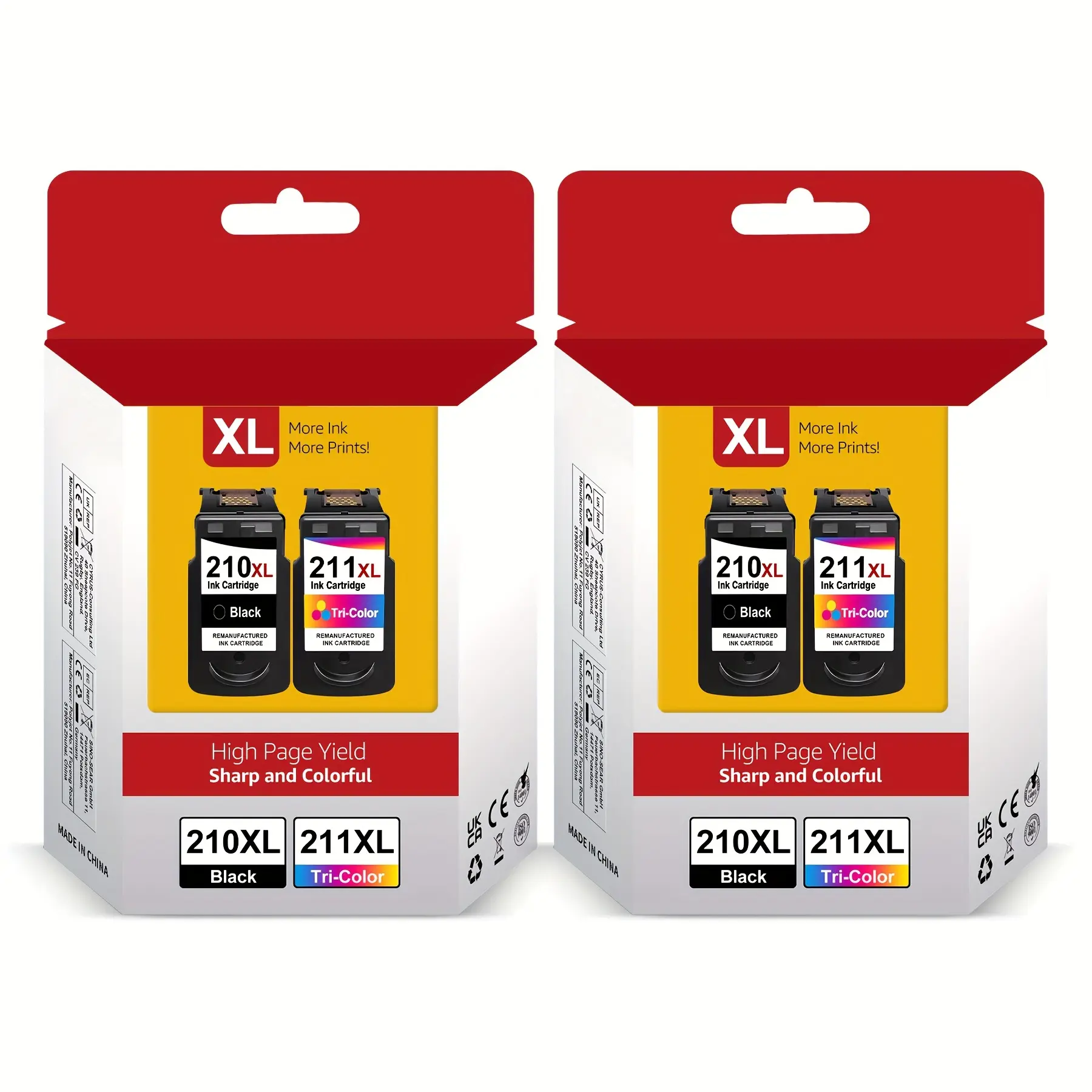 PG-210XL CL-211XL Black & Tri-Color Ink Cartridge Replacement Set for Canon 210, 211; Compatible with PIXMA MP240, MP480, IP2702, MP495, MX410, MX340, IP2700, MX320, MX330, MX350, MX360 Printers