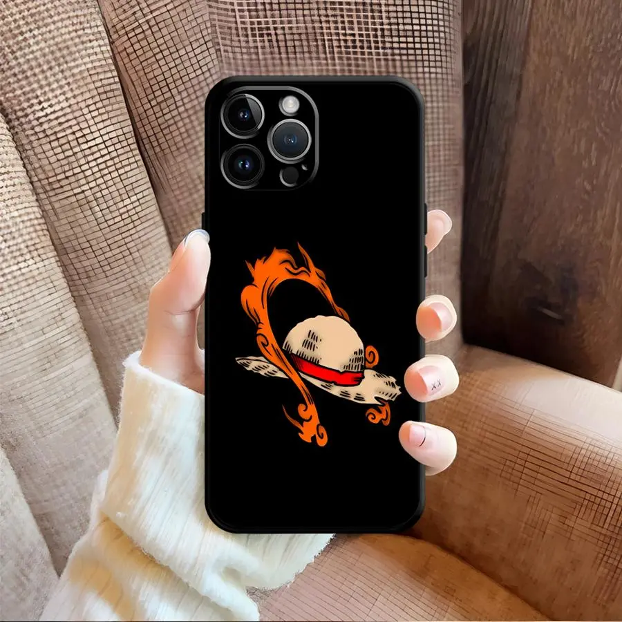 One  Logo Luffy Case for iPhone 7 8 13 12 11 17 Pro Max XS Max 17Air XR 15 16 14 Plus Black Soft Phone Cover