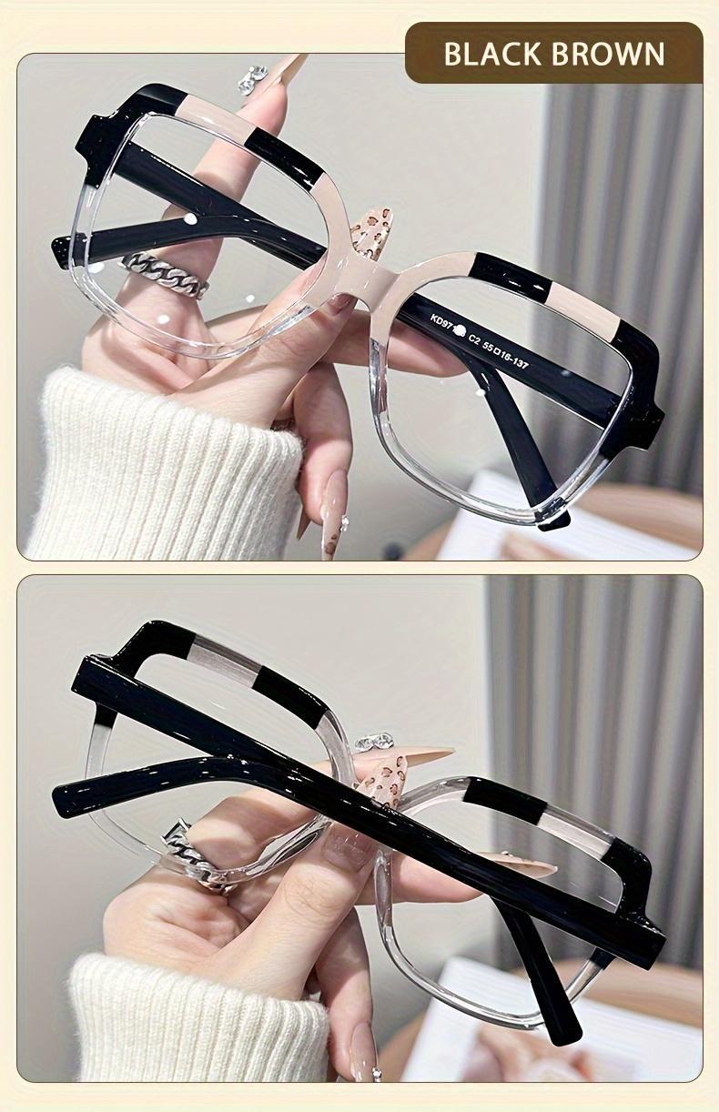 Ladies Elegant Square Frame Glasses, Stylish Contrast Design with Tortoiseshell Pattern, Lightweight Plastic Frame and Clear Lenses for Trendy Daily Wear