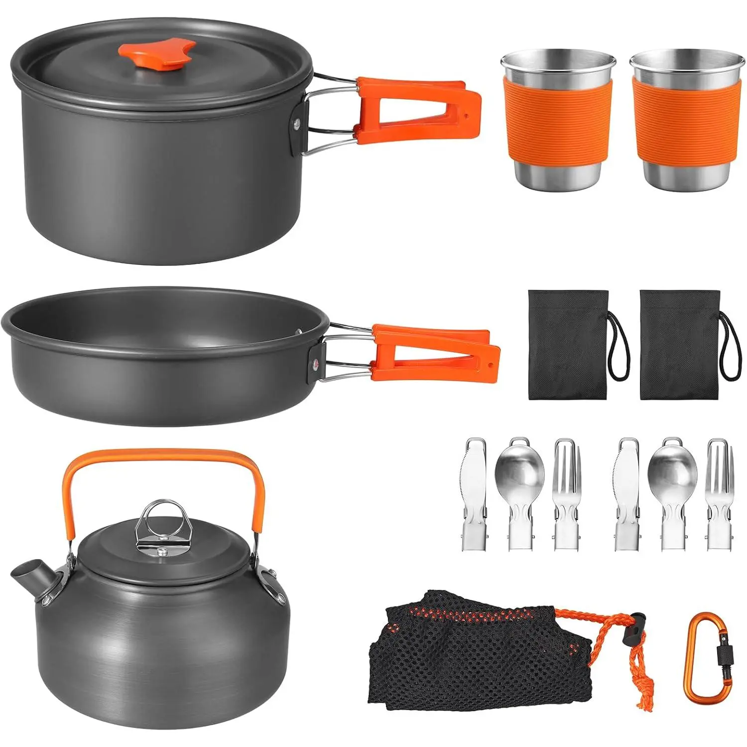 Camping Pots and Pans Set, Non-Stick Camping Cooking Set, Lightweight Camping Cookware with Storage Bag  Camping, Backpacking, Outdoor Cooking & Picnic