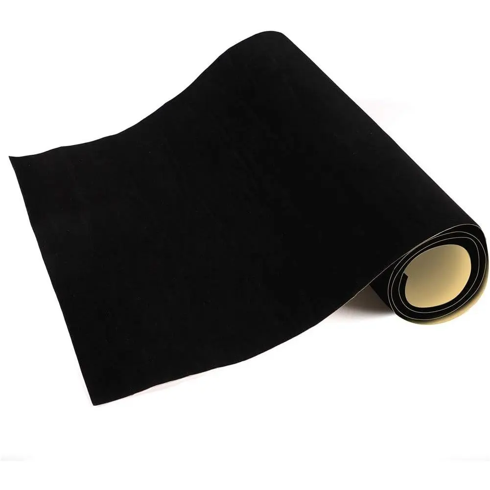 Self Adhesive Sheets, Adhesive DIY Felt Sheets for Art & Crafts, Peel & Stick Drawer/Jewelry Box Liner, Solid Color Felt Wallpaper (14.6" x 39.4", Black) - 2pcs