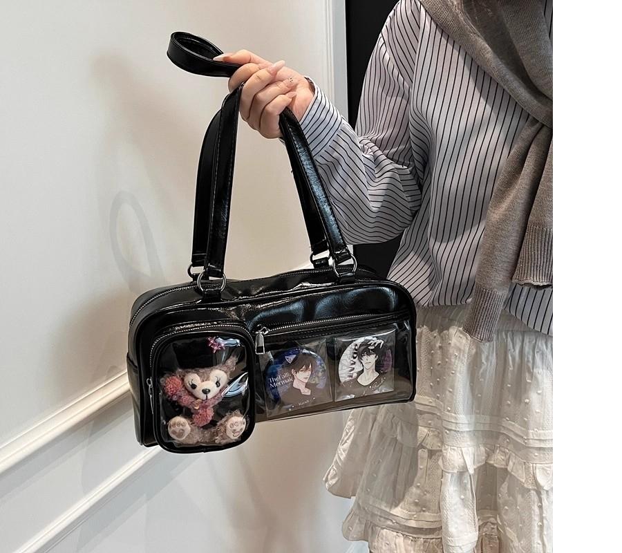 New Y2K Cute Ita Bag Large Capacity Fashion Shoulder Bag Lolita Girls Transparent Cosplay Underarm Bag DIY Badge Display Handbag
