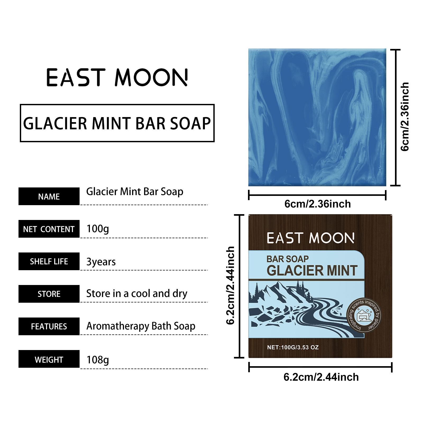 East Moon Glacier Mint Bath Soap， Cleansing All Body Skin Fragrance For Men Refreshing Cleansing Bath Soap