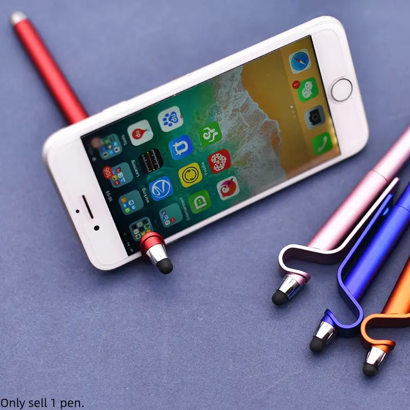 3-in-1 Electronic Stylus Pen & Phone Stand! Metal Ballpoint Pen with Touchscreen Tip, Portable Tablet Holder Clip, Cool Office Desk Gadget Gift for Students & Tech Lovers