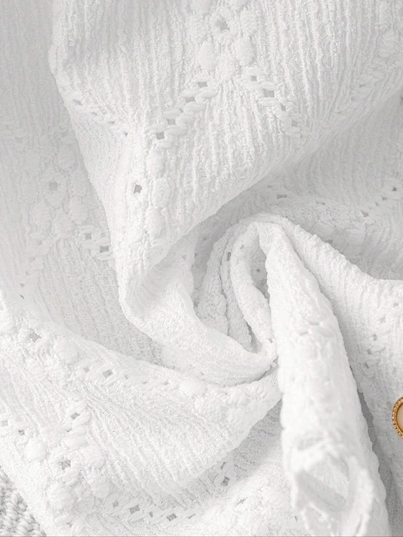 Women's Plain Short Sleeve Button Blouse, Casual Basic Top for Daily Wear, Ladies Clothes for All Seasons