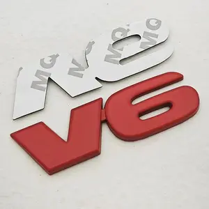 3D Metal Car Styling V6 Engine Logo Front Grille Badge Rear Trunk Emblem Side Fender Sticker Car Body Auto Exterior Accessories