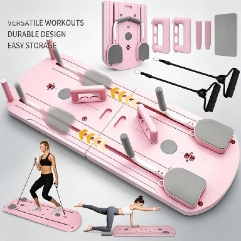 Portable Folding Fitness Board with Resistance Bands, Quiet Slide Track Training Board for Home, Yoga & Daily Exercise Portable Foldable Electric Scooter neon black scooter