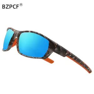 Men's Polarized Sports Sunglasses - Camouflage Frame, Outdoor Riding, Driving Use, Night Vision Eyewear for European and American Cross-Border Markets Daily Wear black frame trim gold