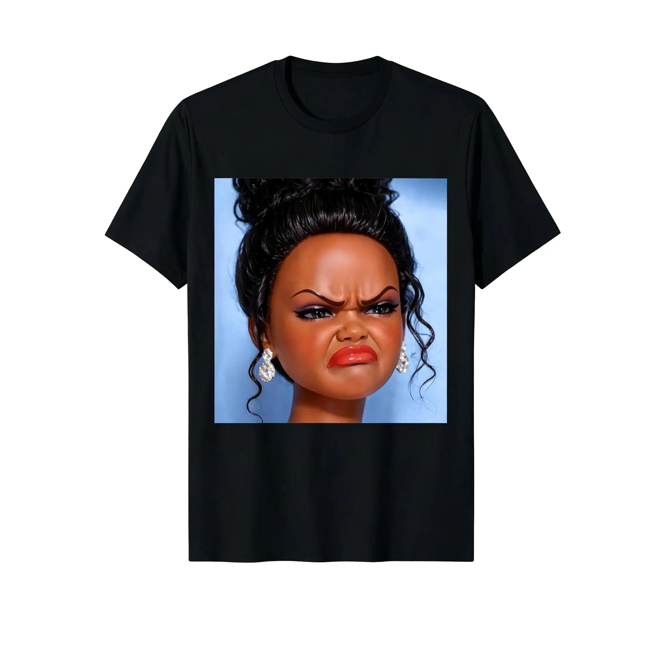 100% Cotton Angry Black Doll Face Meme T-Shirt