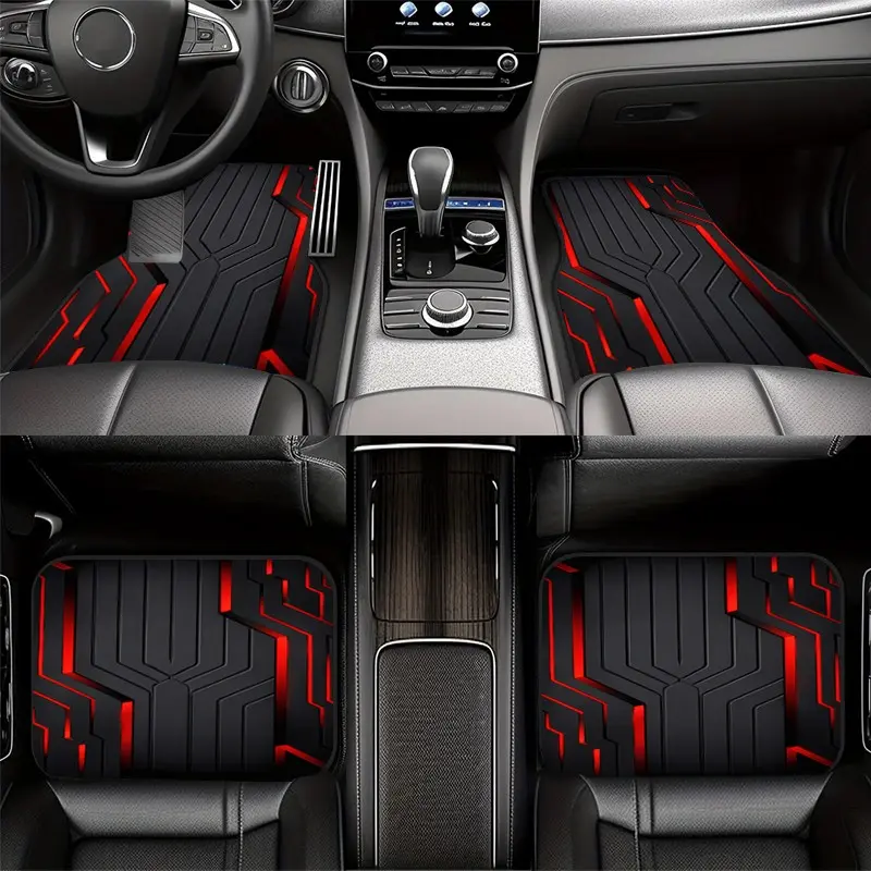 4-Piece Car Mat Set, Polyester Fiber Car Interior Accessories, Universal Size, Fits Cars Suvs Trucks, Ideal Gift for Christmas Halloween