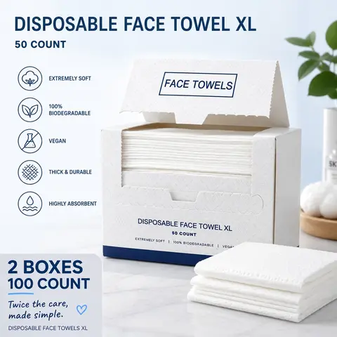 50/100 Pcs Ultra Soft Disposable Face Towels, 100% Biodegradable, Ideal for Oily Acne Prone Skin, Gentle for Seniors & Kids, Face Cloths for Washing Face