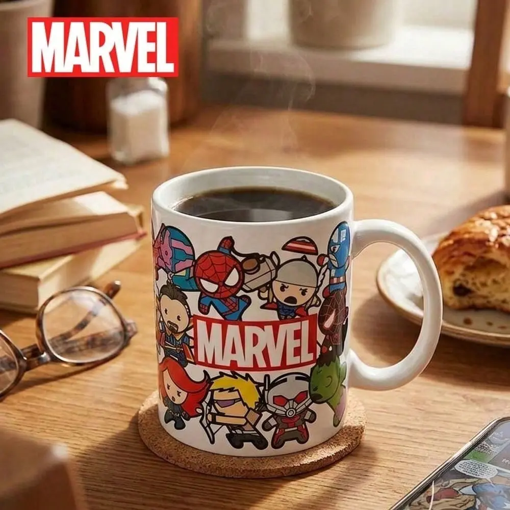Marvel Officially Licensed Avengers Ceramic Mug, Spidey Cap Hulk Deadpool Design, Ceramic Coffee Mug, Perfect for Home Office, Ideal Birthday Gift