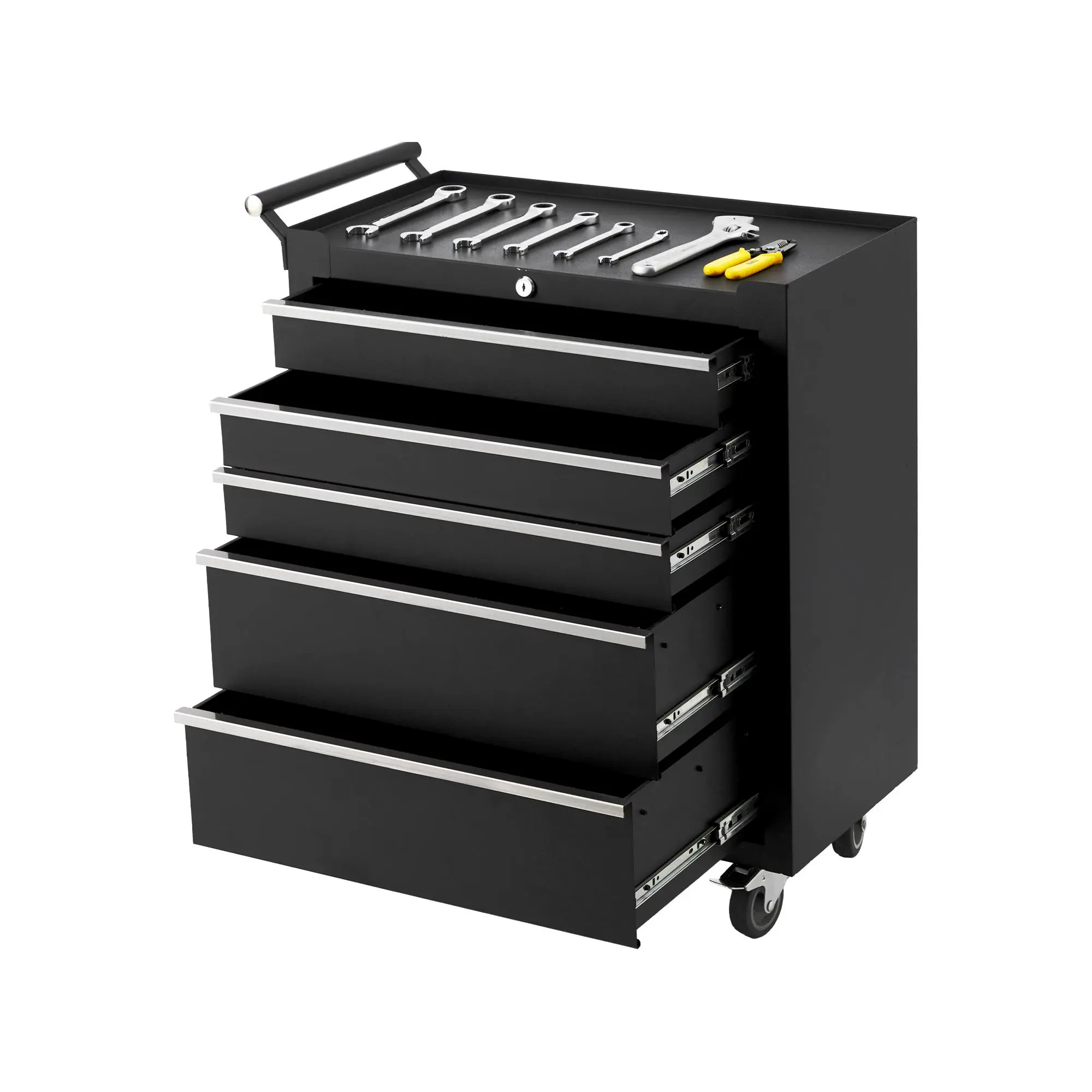 Rolling Tool Chest with Wheels, 6 Drawer Tool Storage Cabinet, Portable Toolbox Organizer with Lock, Heavy Duty Tool Chest Cart for Garage, Mechanic, Workshop, Shop, Mobile Tool Organizer, Black