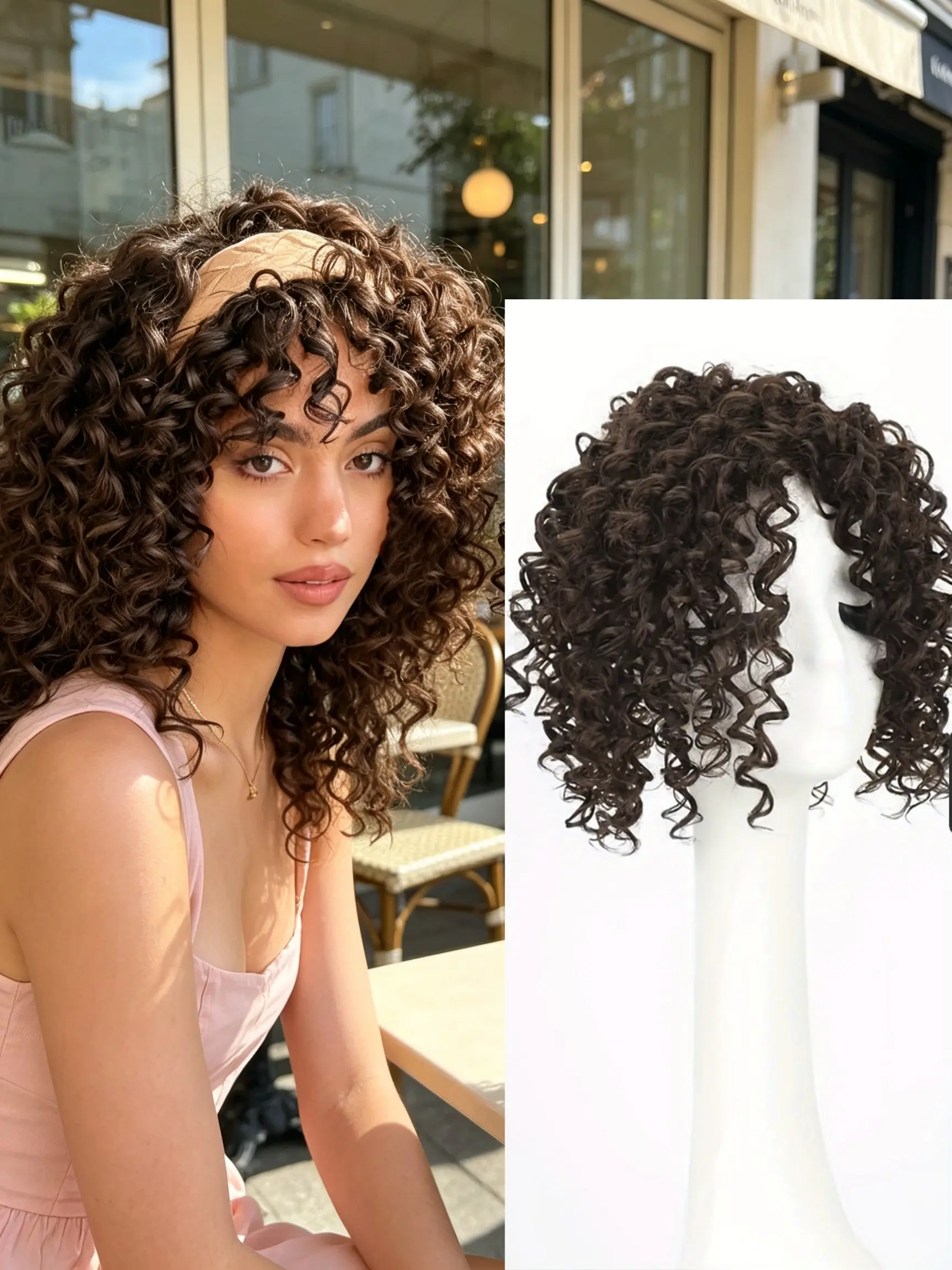 ☀️Natural Look Dark Brown Spring Curly Clip-In Topper Hair Extensions | 100% Premium Kanekalon Synthetic Hair, Elastic Mini Curls Solve Thin Hair Troubles, Low Shedding Soft Fibers, Elevate Your Everyday Curly Aesthetic