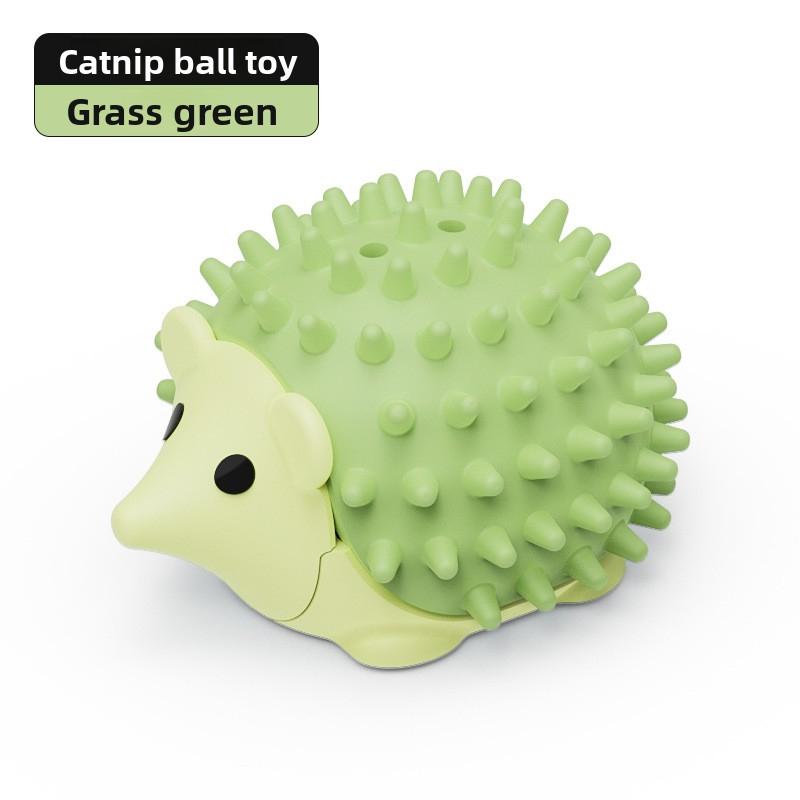 Catnip-Filled Hedgehog Toy for Cats - Soft Chewable Kicker Ball with Textured Surface - Interactive Self-Playing Plush Pet Toy - Stress Relief & Dental Care Muzzle Medium Treadmill Training