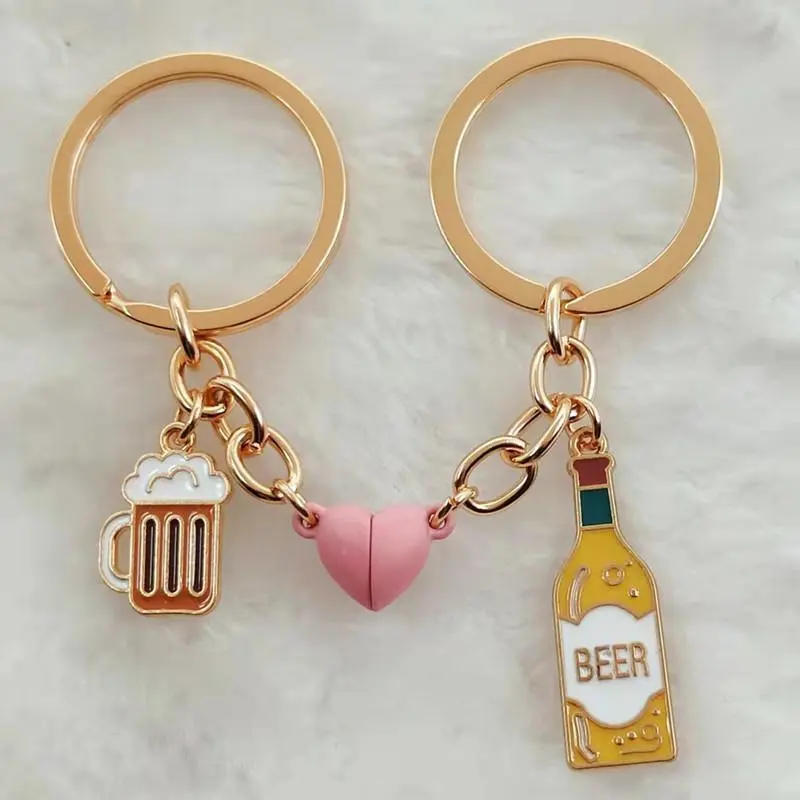 Enamel Keychain Beer Beer Mug Magnetic Button Keychain Ladies Men Bar ...