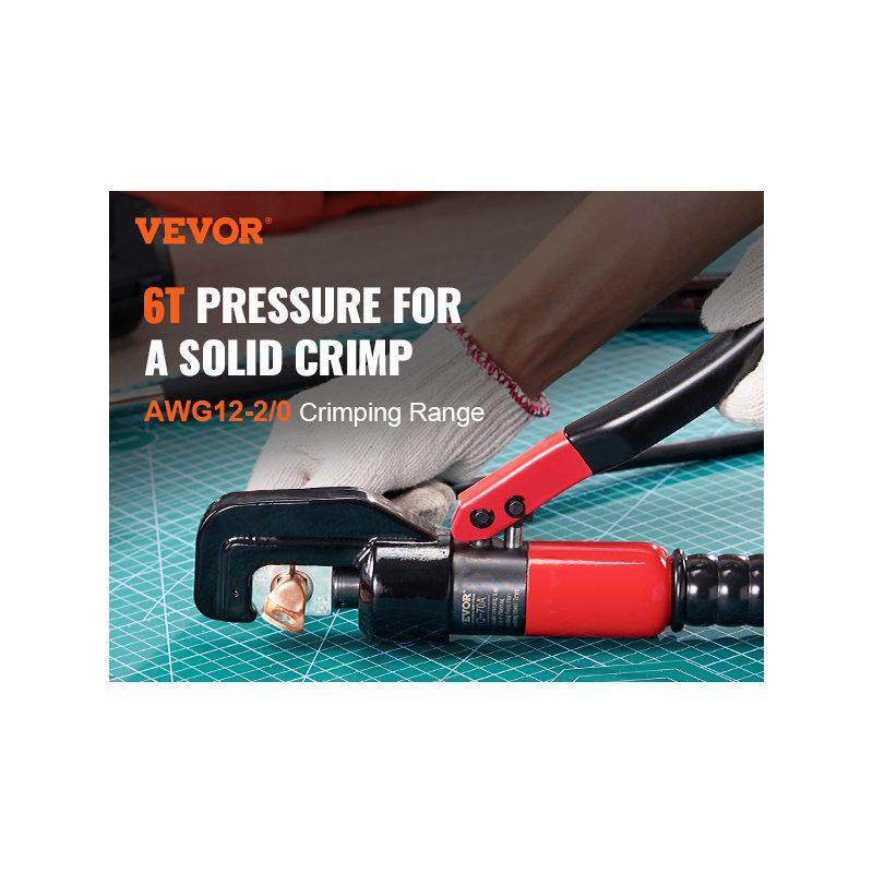 VEVOR Hydraulic Crimping Tool with 9 Sets of Dies AWG12-2/0 Copper And Aluminum Terminal Battery Lug Crimper, with a Cutting Pliers, Gloves, 5pcs Copper Ring Connectors, 8pcs Heat Shrink Sleeves VEVOR Hydraulic Crimping Tool with 9 Sets of Dies AWG12-2/0 Copper And Aluminum Terminal Battery Lug Crimper, with a Cutting Pliers, Gloves, 5pcs Copper Ring Connectors, 8pcs Heat Shrink Sleeves
