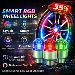 LED Tire Valve Cap Lights, Waterproof Vibration Activated Wheel Lights Featuring Bright Glowing Rim Decoration for Cars, Motorcycles and Bicycles