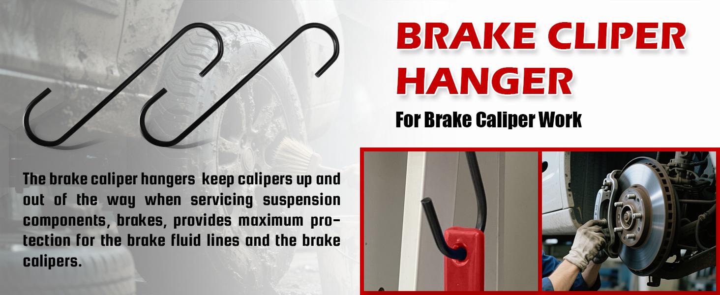 Brake Caliper Compression Tool,Caliper Piston Compressor Tool with Extra 2Pcs Large Plates 1.57"-2.95" for Disc Brake Pad Spreader,Brake Caliper Press Tool with 2 Break Caliper Hangers,Red