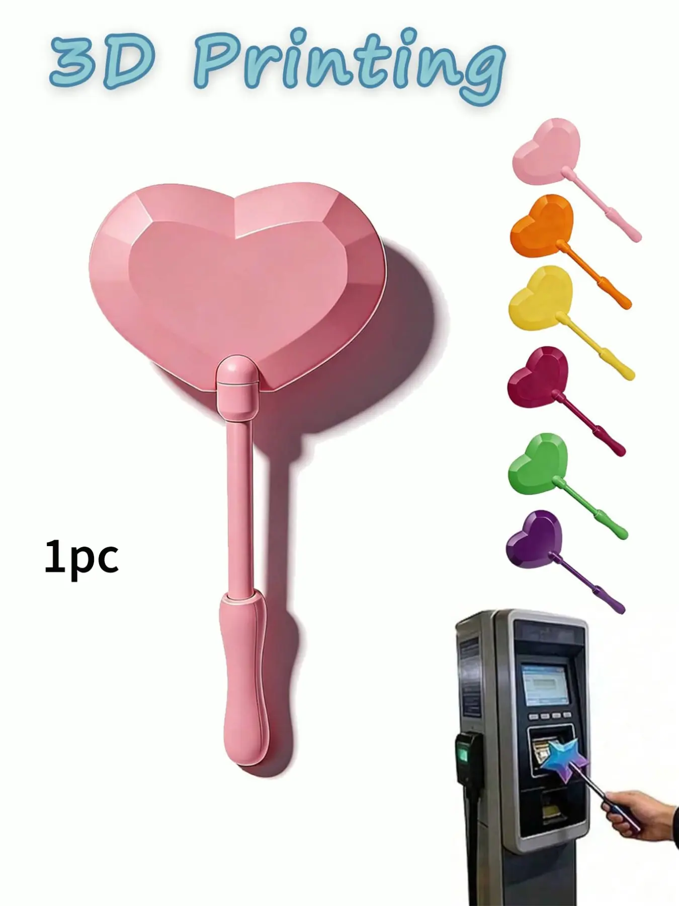 3D Printed Payment Wand, Card Holder, Touch-To-Pay, Heart Magic Wand, Contactless Payment Card Clip, Ideal for Swipe Payments