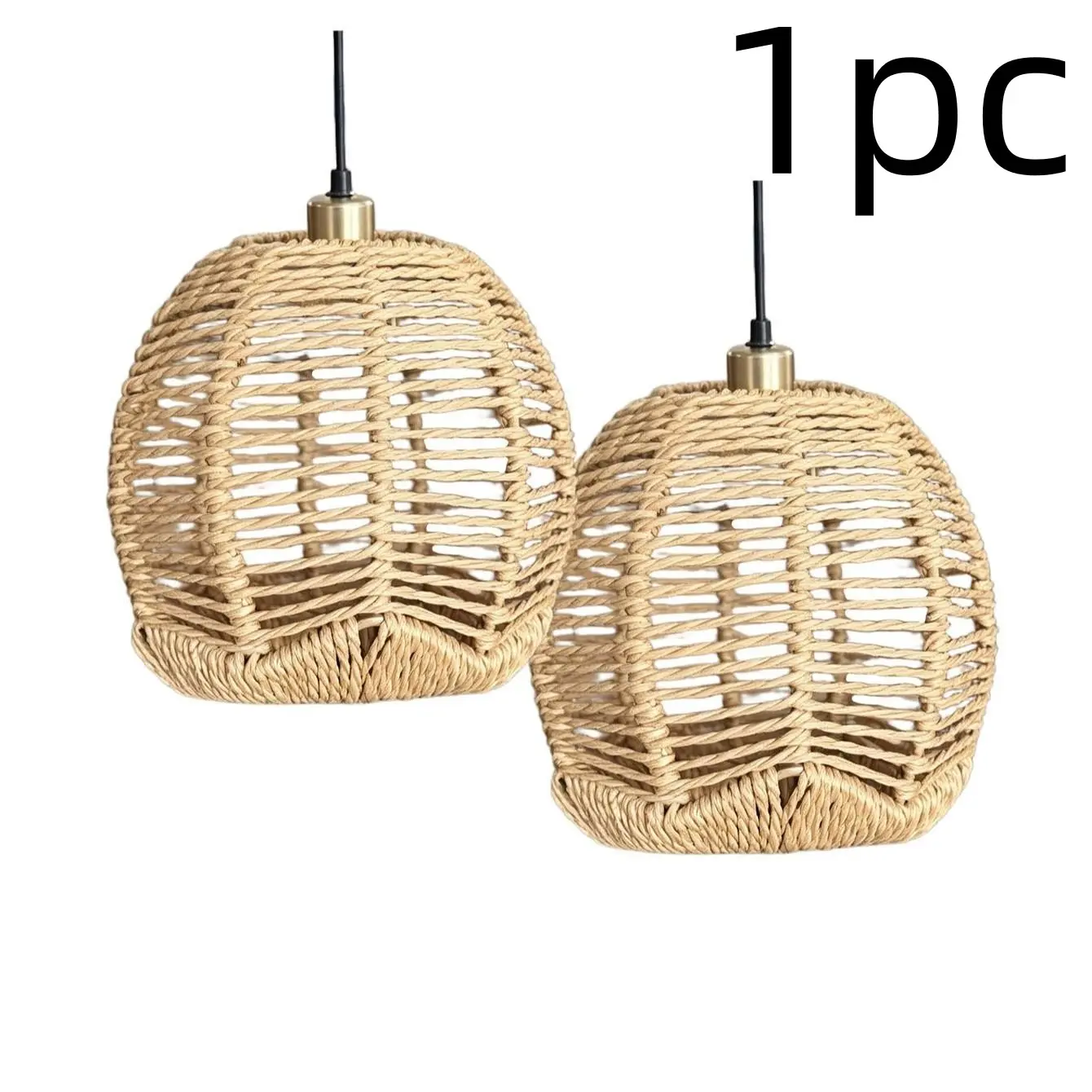Unique Woven Modern Rattan Pendant Light Shade, Textile Pendant Lampshade for Home, Restaurant, Cafe, Tea House Decor, 5.89x5.51 Inches