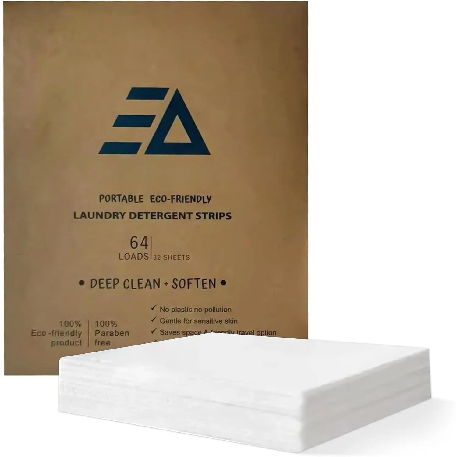 Portable Laundry Detergent Sheets - 3-in-1 Travel Laundry Strips for Gym, Camping, Backpacking - -Based, Zero-, Dissolves in Hot & Cold Water