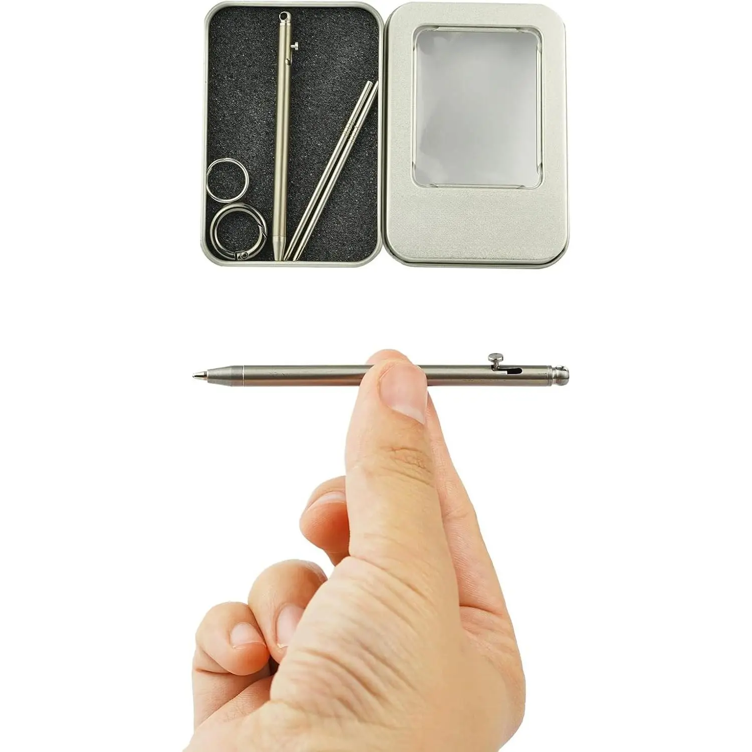 Mini Pen, Titanium EDC Pen with , Compact and Stylish Small Pen(Only 82mm in Length and Comes with 2 Refill Cartridges)