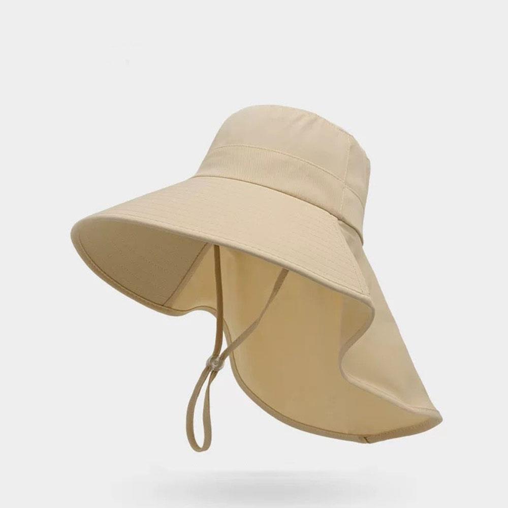 Sunscreen Cap Ponytail Travel Fisherman Hat Wide Brim Sun Hat with Neck Flap Outdoor UV Anti Neck Protection Sun Visors