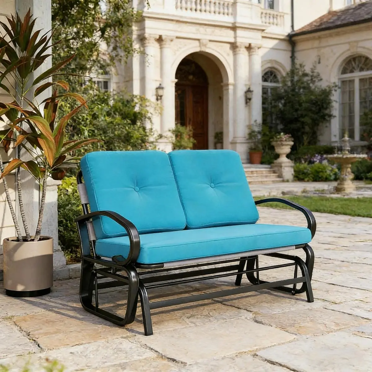 Aobtkel2-Person Garden Rocker Loveseat,Outdoor Glider Bench On-Site