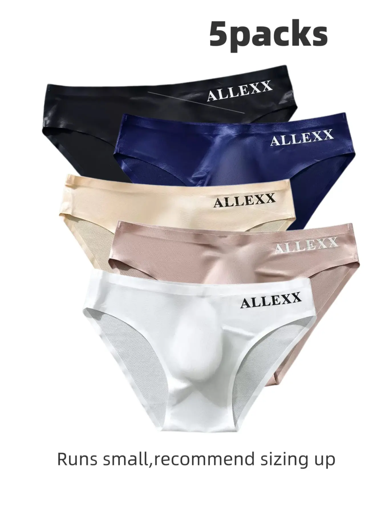 5-Color Pack Lightweight Men's Briefs, Seamless Breathable Low-Waist Underwear Set for All Seasons, Casual Comfy Underwear