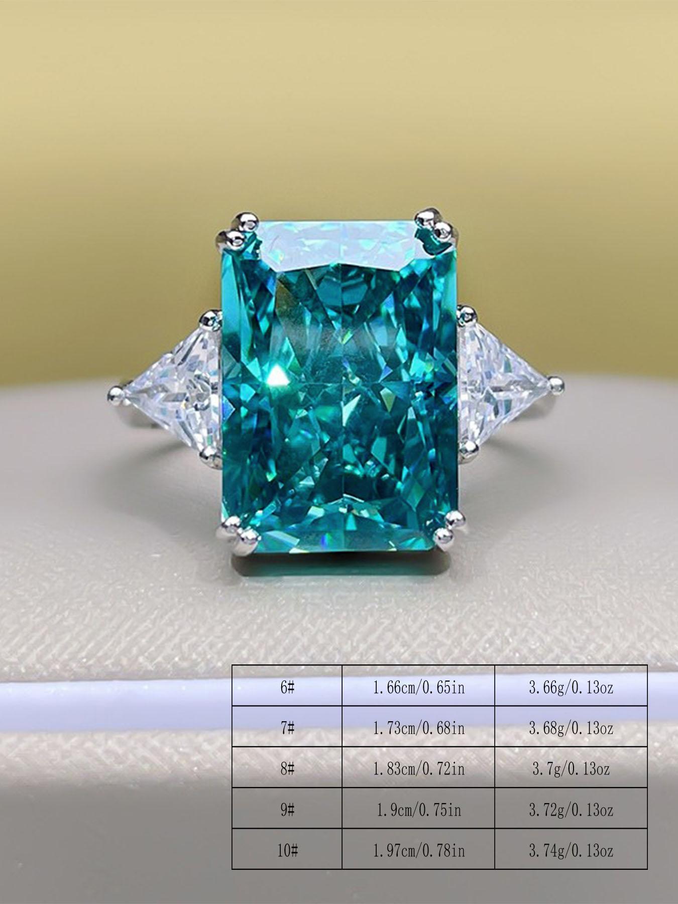 S925 Sterling Silver Fashion Square Shaped Artificial Zircon Decorated Ring, Luxury Jewelry for Women, Trendy All-match & Exquisite Jewelry for Birthday Gift, Emerald Cut Solitaire Ring