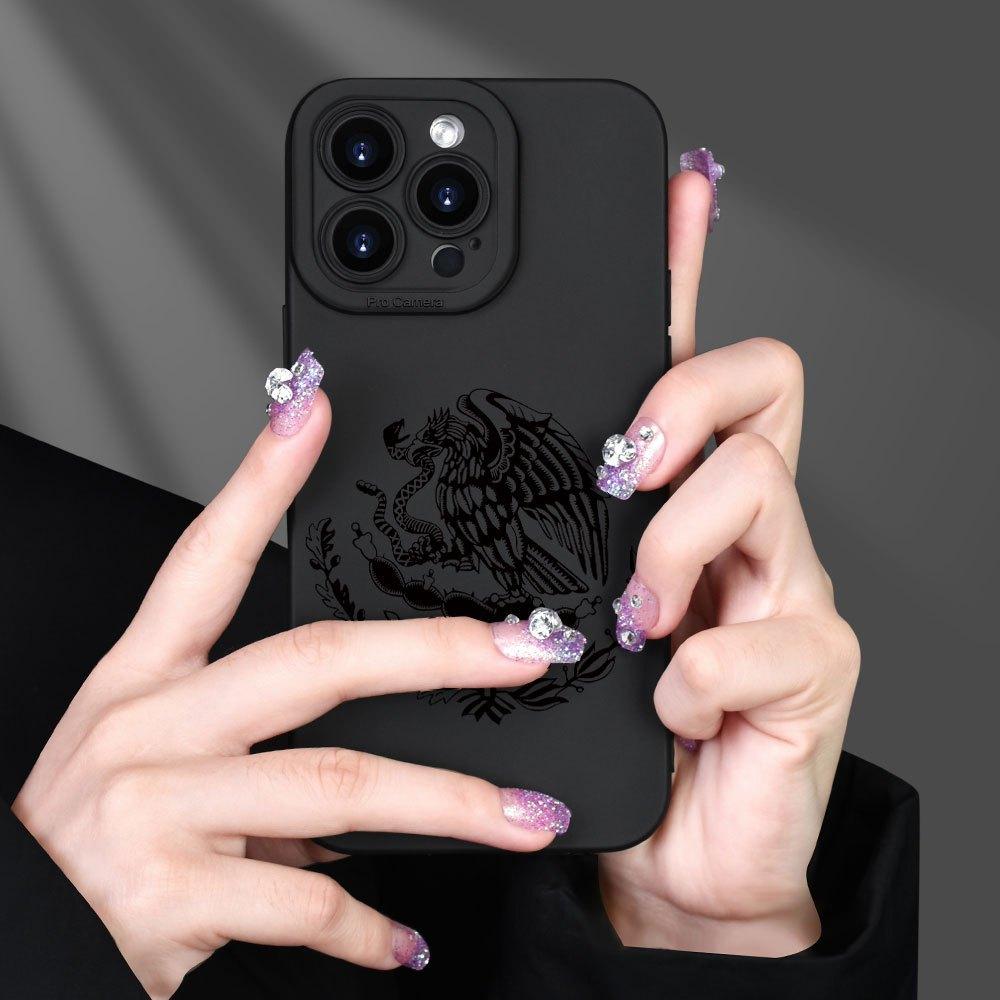 Mexican engraved black background dark ethnic style mobile phone case, suitable for iPhone16promax, 17, 16 15Pro 14PLUS 13 12Pro 11 Pro Max X XSMAX Samsung GalaxyS22 S23, S24, S23ULTRA. S25 models