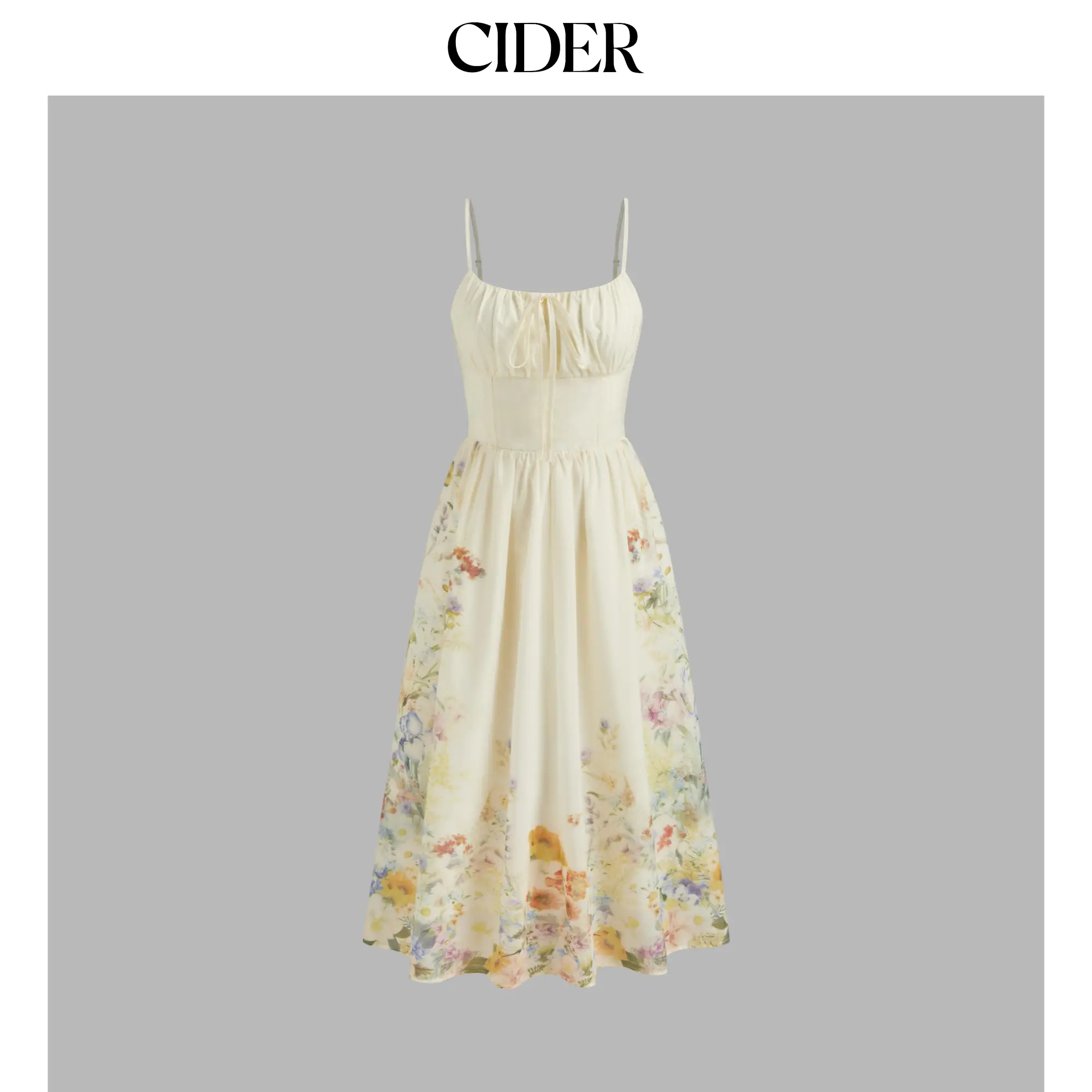 Cider [size 0-26] Square Neck Floral Shirred Midi Dress SummerFinds