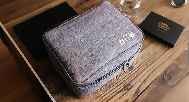 Electronic Accessories Organizer, Portable Travel Cable Storage Bag Tech Pouch with Adjustable Compartments Water-Resistant Handbag for Smart Device Cords Chargers Hard Drives Gadgets