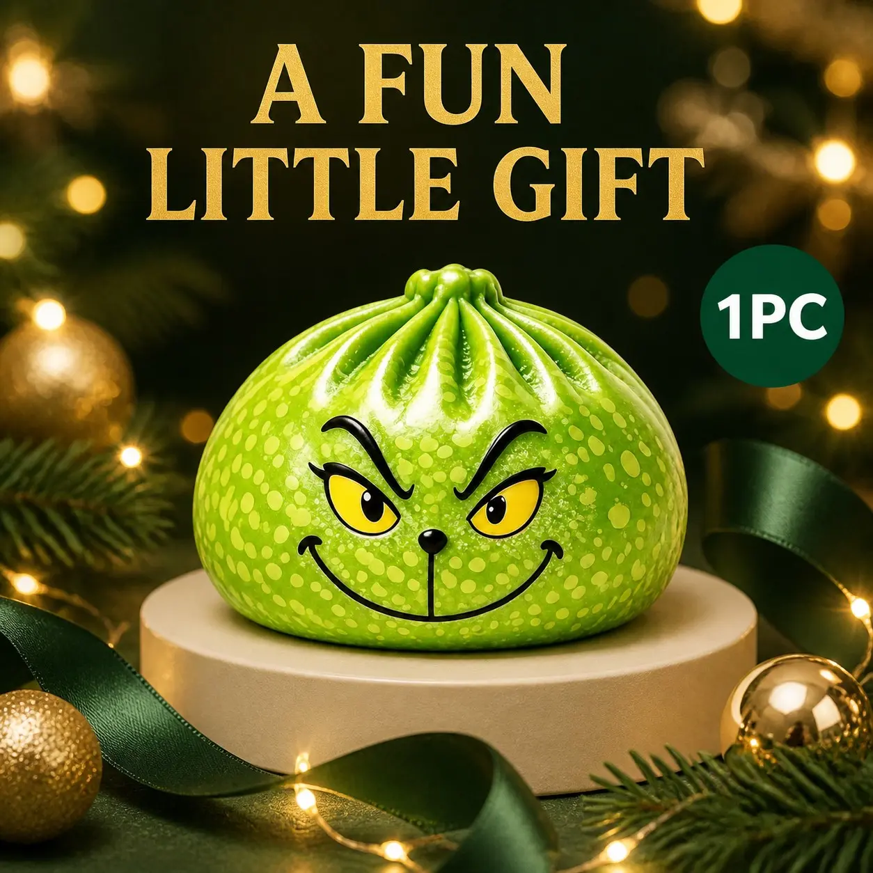 Grinch Christmas Stress Relief Toy, Goblin Baozi Squishy Gift Blind Box, Creative Simulation Venting Toy, Gold Goblin Challenge