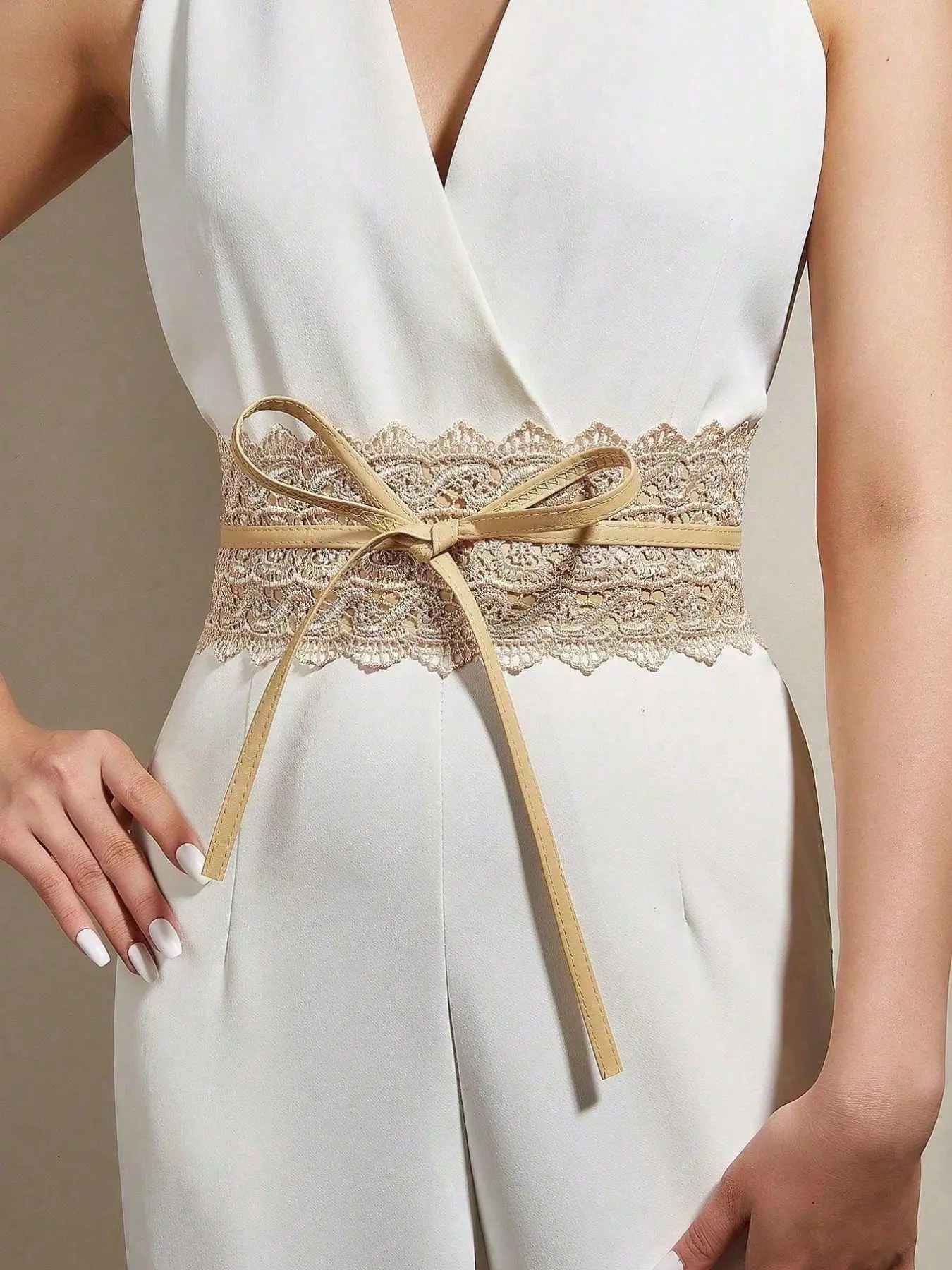 Women's Waist Trainer, Lace Belt with Fringe, Dress Belts, Ditsy Floral Pattern, All-Season Fashion Accessory, Perfect for Evening Dresses