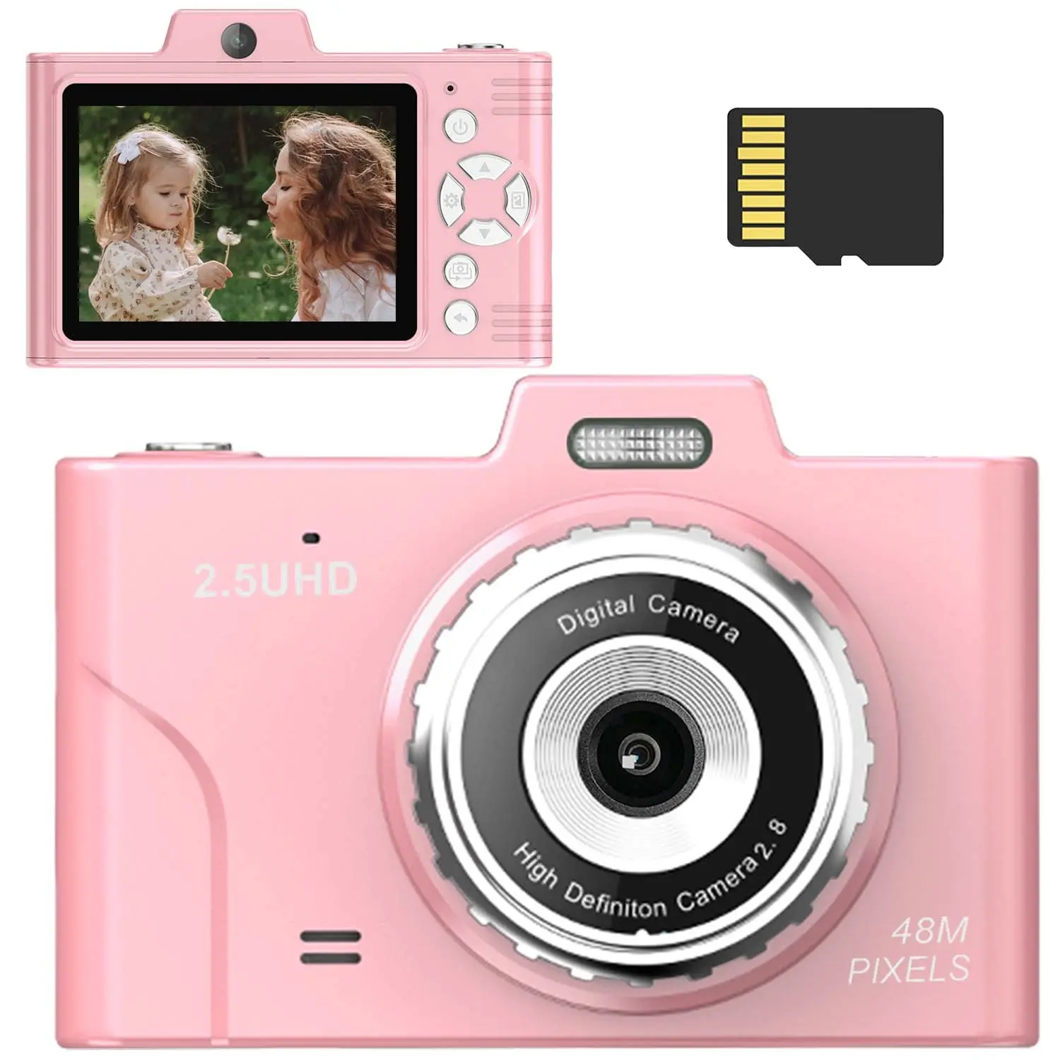 Portable Retro CCD Digital Camera 48MP High Definition Image with 8X Digital Zoom Clear 2.8 Inch Display Free 32G Memory Card for Travel Scenery and Daily Life Recording Pocket Digital Camera Point And Shoot Digital Cameras