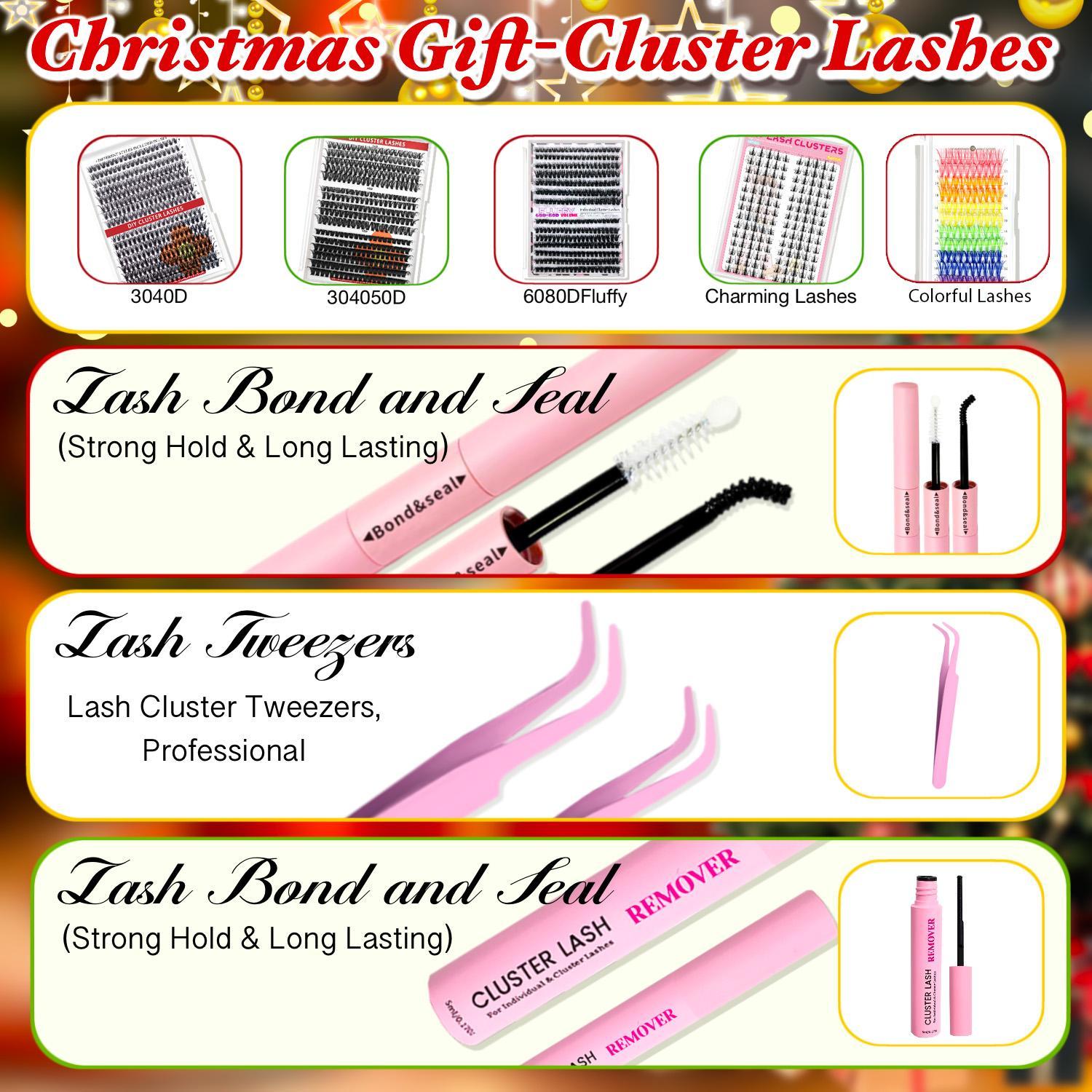 Eyelash Extension Kit, 1 Box Individual Lashes Clusters Diy Lash Extensions Kit & Lash Glue & Tweezers, Eyelash Bonding Tools, Eye Makeup Products for Women & Girls, Wispy Eyelash Clusters, Eyelashes Extension Kit