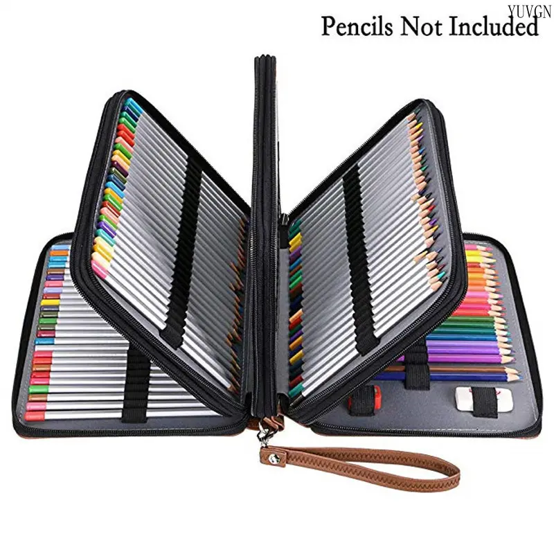 Large Capacity Foldable Coloring Pencil Case - Multi-Slot Portable Storage Organizer with Hand Strap for Artists, Customizable with OEM Logo