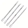 Stainless Steel Double Ended Nail Pusher Set, 4pcs/set Manicure Kit, Nail Cuticle Pusher, Professional Manicure & Pedicure Tool for Home & Salon Use Nail Tools