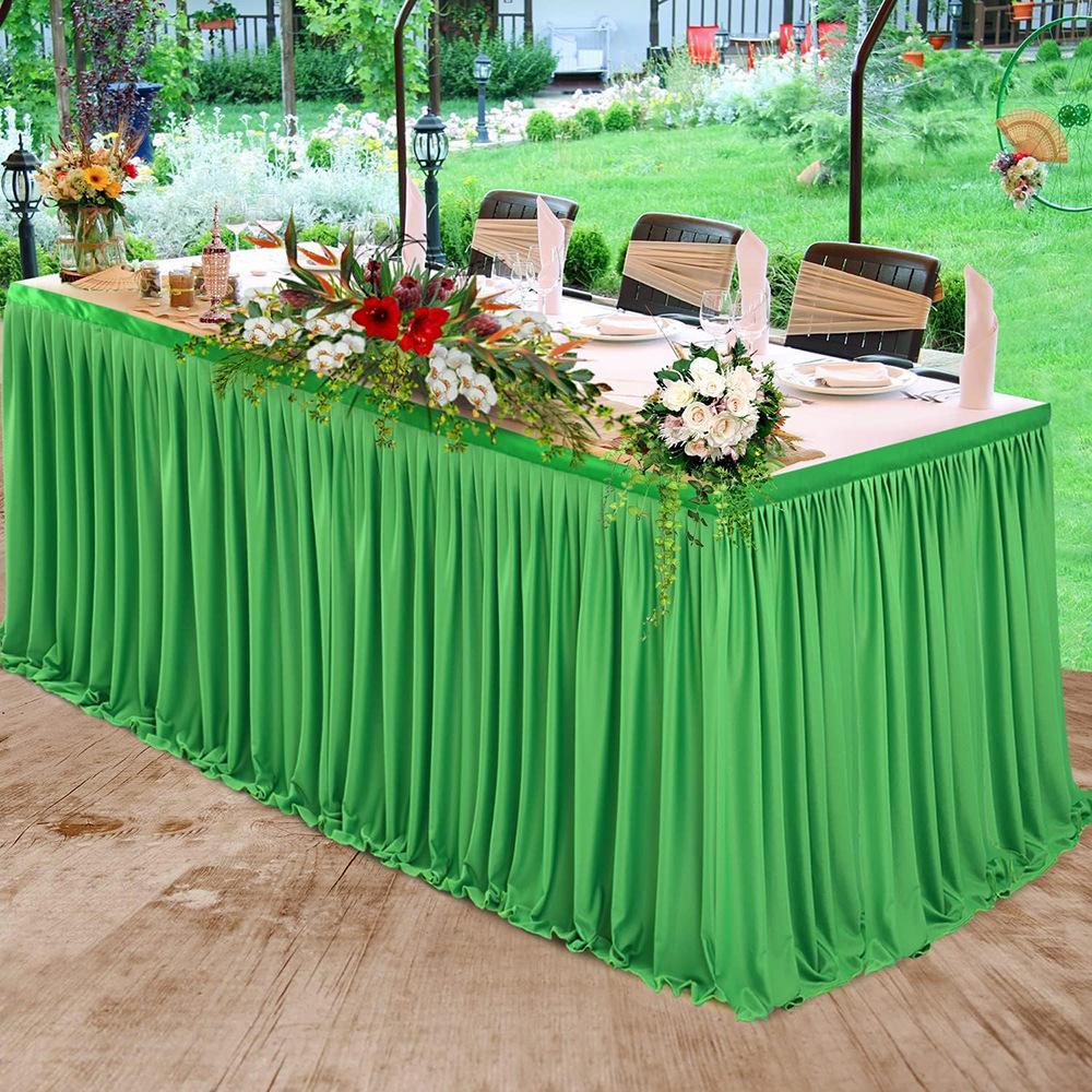 Rectangle Fitted Tablecloth Elastic Thick Spandex Table Pleated Skirt Wedding Event Birthday Cake Table Cover Hotel Exhibition
