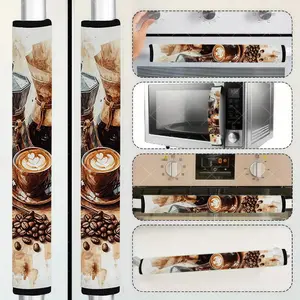 2pcs Vintage Coffee Pattern Microwave & Refrigerator Handle Covers, Unisex, Suitable for Oven, Dishwasher, Clp0411 (26)