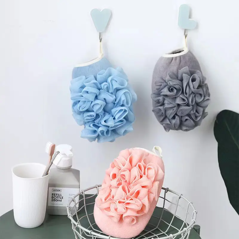 3pcs-Popular Two-in-One Multi-functional Bath Cloth, Double-sided Design With Fine Sand Exfoliating Side and Foaming Shower Sponge, Universal Shower Scrubber Towel Suitable for Men and Women Body Cleansing