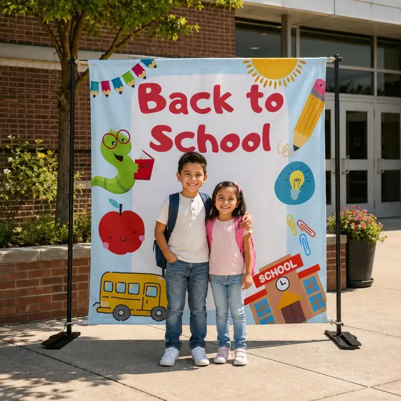 First Day of School Photo Prop, Back to School Sign, Classroom Photo Op Banner, School Picture Banner, Teacher Decor, Homeschool Board#TikTokMadeMeBuyIt #SummerBreakWallTapestry #SchoolSeasonDecor #OutdoorHangingBanner