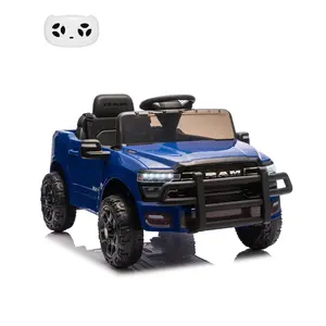 12V RAM Ride-On Pickup Truck for Kids – Electric Car with Remote Control – LED Lights, Music, Fresh Season Suspension, Double Doors, 3 Speeds, All-Terrain Tires, Seat Belt – Amazing Gift for Boys & Girls