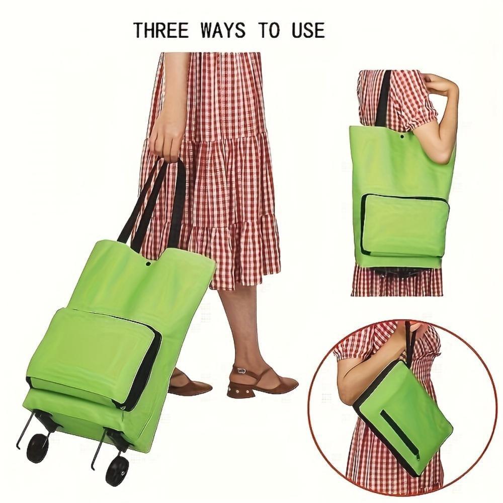 Foldable Rolling Shopping Bag with Wheels, Large Capacity Reusable Trolley Tote for Groceries, Laundry & Travel, Lightweight Space-Saving Design