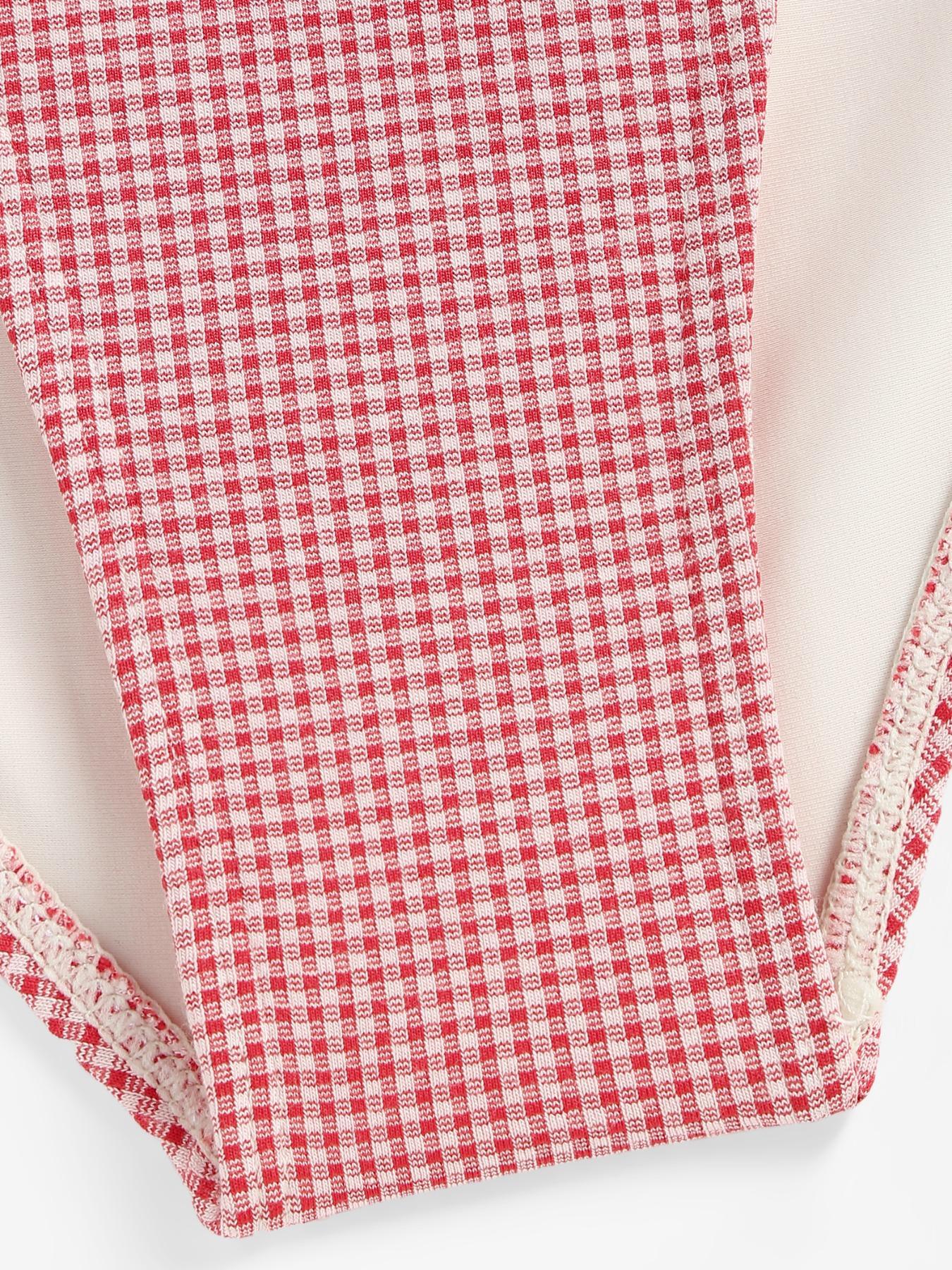 Cute Gingham Ruffle Cami Tankini Set 🎀 Coquette Aesthetic Two Piece Swimsuit with Bow Details | Retro Plaid Bathing Suit for Women | Summer 2026 Beachwear Vacation Outfit Summer Vacation Aesthetic High Cut