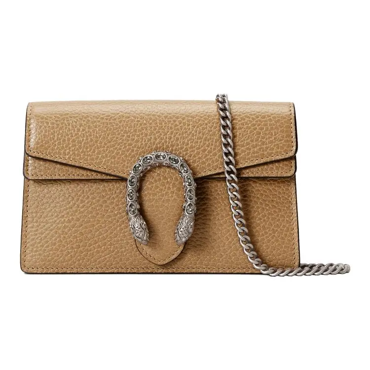 Gucci Dionysus Distressed Leather Crossbody Bag for Women with Tiger-Head Clasp in Matte Brown