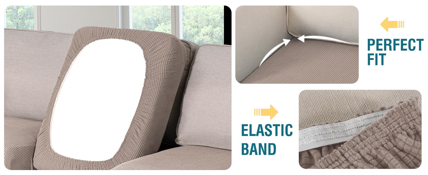 Stretch Couch Cushion Cover 1 Pack Individual Seat Slipcover with Elastic Bottom, Machine Washable Furniture Protector (1 Seat Cushion Cover, Sand)