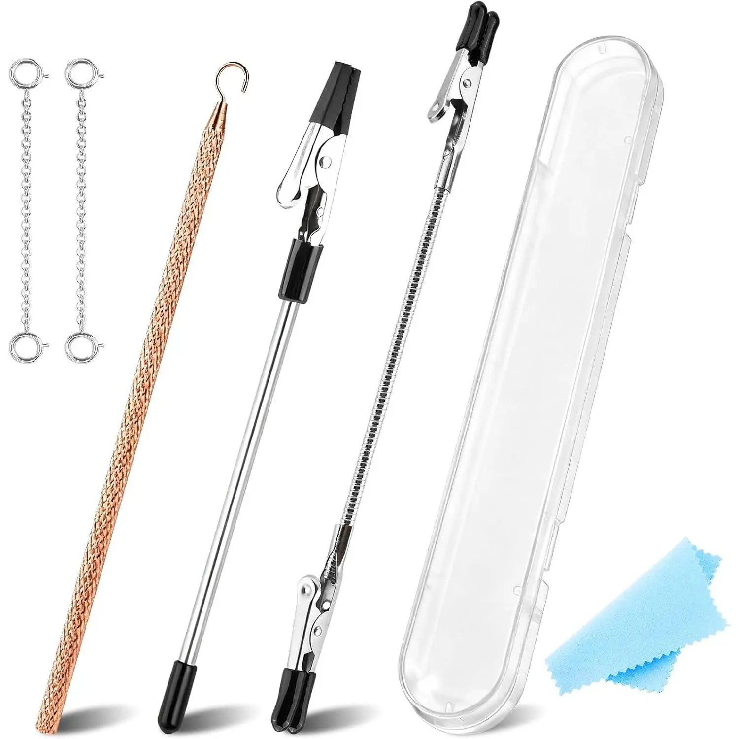 3 count Bracelet Helper Tool with Hook and 2 count Extender Chain Clasp Set, Portable Bracelets Fastener Helpers Easy to Put  Yourself for , Necklace, Zippers, Crafts Adjustment